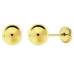 Pendientes oro 18k bola lisa 6mm. [AB3208]