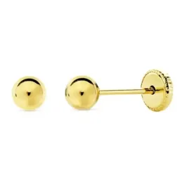 Pendientes oro 18k bola lisa 4mm. [AB3649]