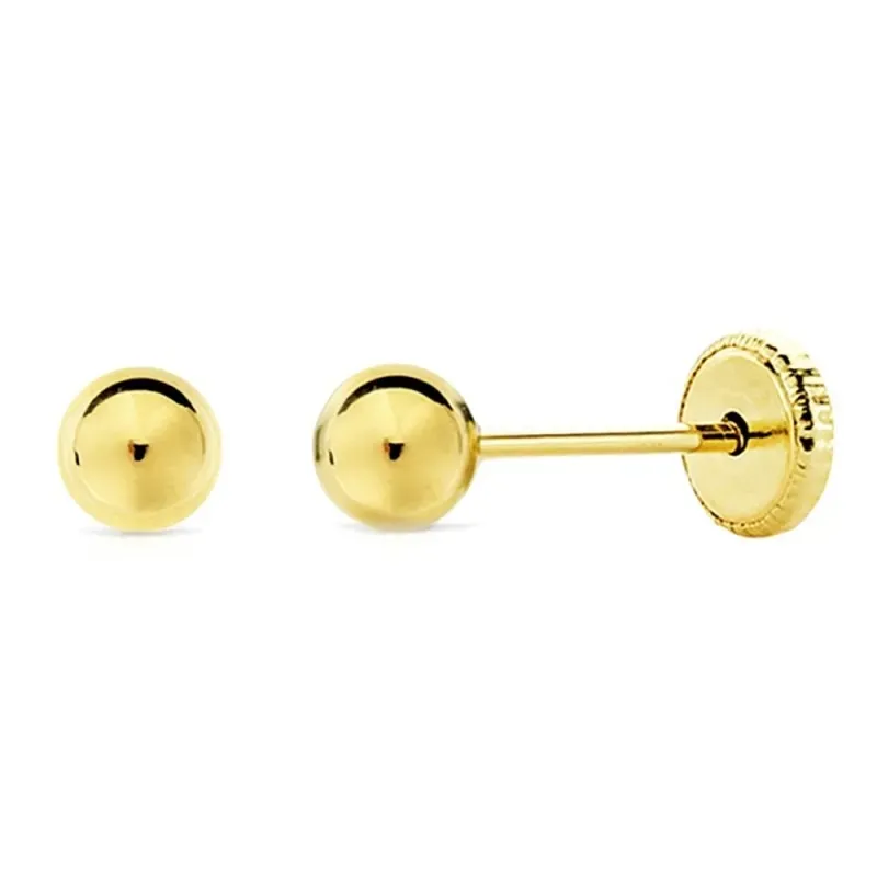 Pendientes oro 18k bola lisa 4mm. [AB3649]