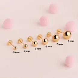 Pendientes oro 18k bola lisa 4mm. [AB3649]