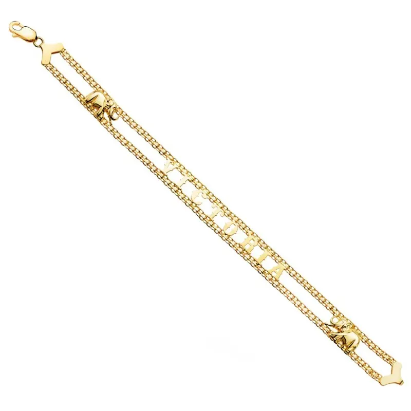 Pulsera en Oro de 18k con 19 cm. nombre personalizable detalle elefan