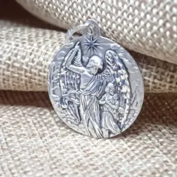 Ángel de la Guarda Medalla en Plata de Ley 925m maciza de 25 mm. en r