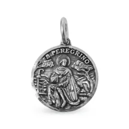 San Peregrino Medalla Plata Ley 925m maciza 15 mm. patrón enfermos cá
