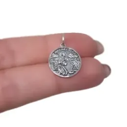 San Peregrino Medalla Plata Ley 925m maciza 15 mm. patrón enfermos cá