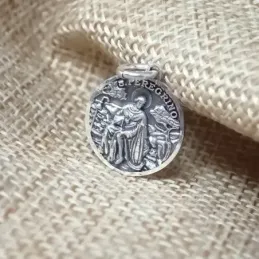 San Peregrino Medalla Plata Ley 925m maciza 15 mm. patrón enfermos cá