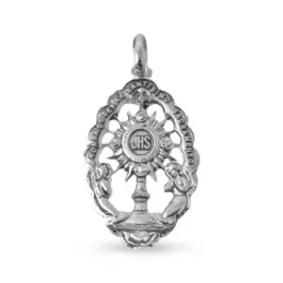 Santísimo Sacramento Medalla en Plata de Ley 925m maciza de 33 mm.