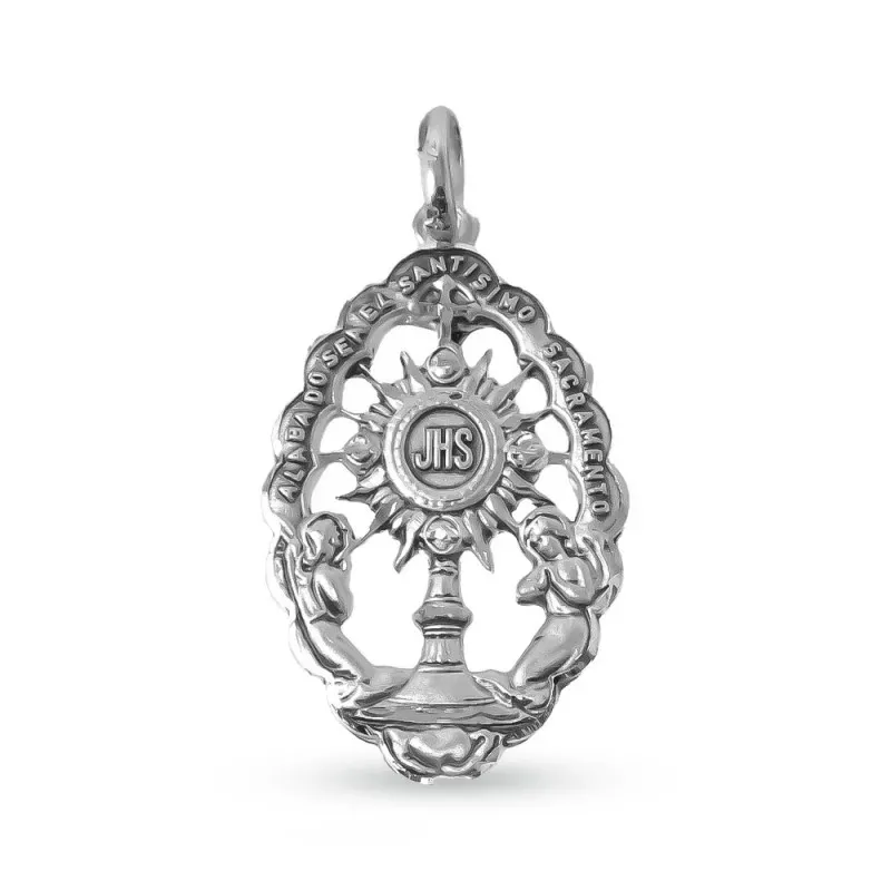 Santísimo Sacramento Medalla en Plata de Ley 925m maciza de 33 mm.