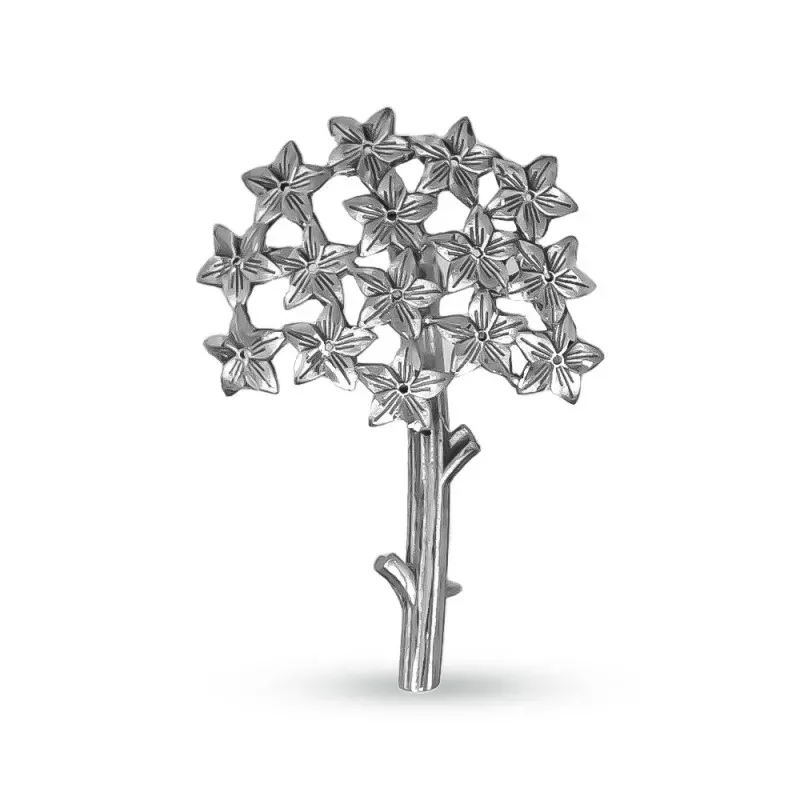 Biznaga Alfiler en Plata de Ley 925m macizo de 36 mm. flor de jazmín
