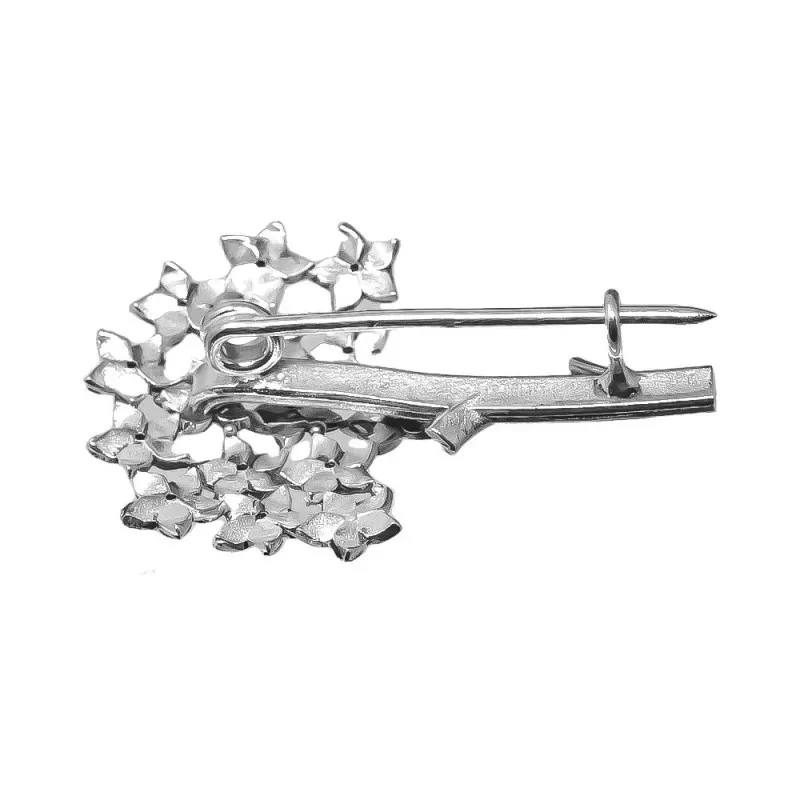 Biznaga Alfiler en Plata de Ley 925m macizo de 36 mm. flor de jazmín