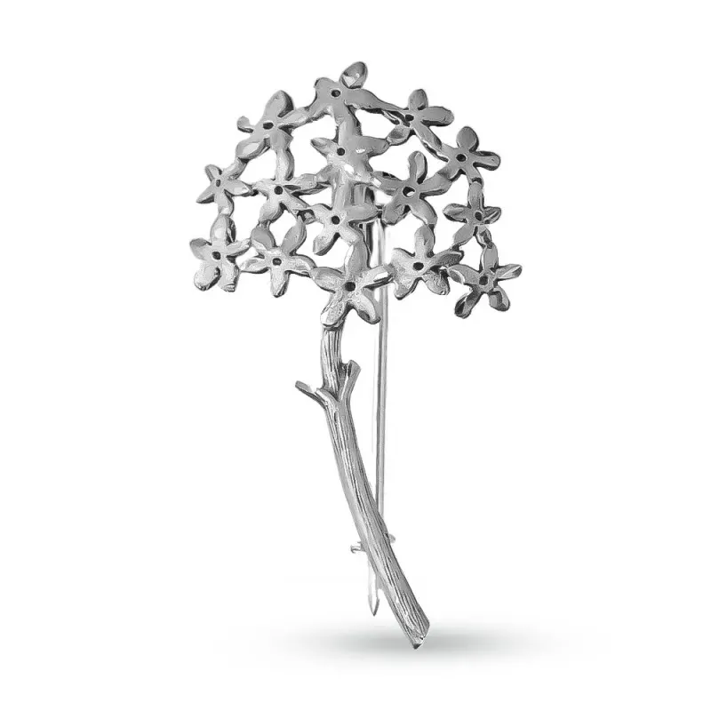 Biznaga Alfiler en Plata de Ley 925m macizo de 43 mm. flor de jazmín