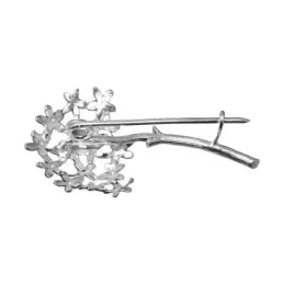 Biznaga Alfiler en Plata de Ley 925m macizo de 43 mm. flor de jazmín