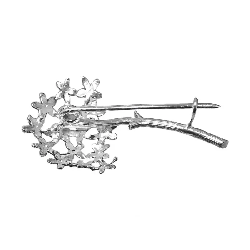 Biznaga Alfiler en Plata de Ley 925m macizo de 43 mm. flor de jazmín