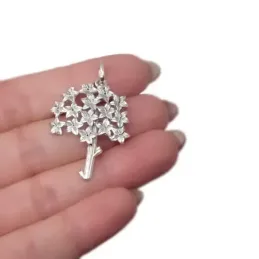 Biznaga Colgante Plata Ley 925m macizo 34 cm. detalles flor jazmín ta