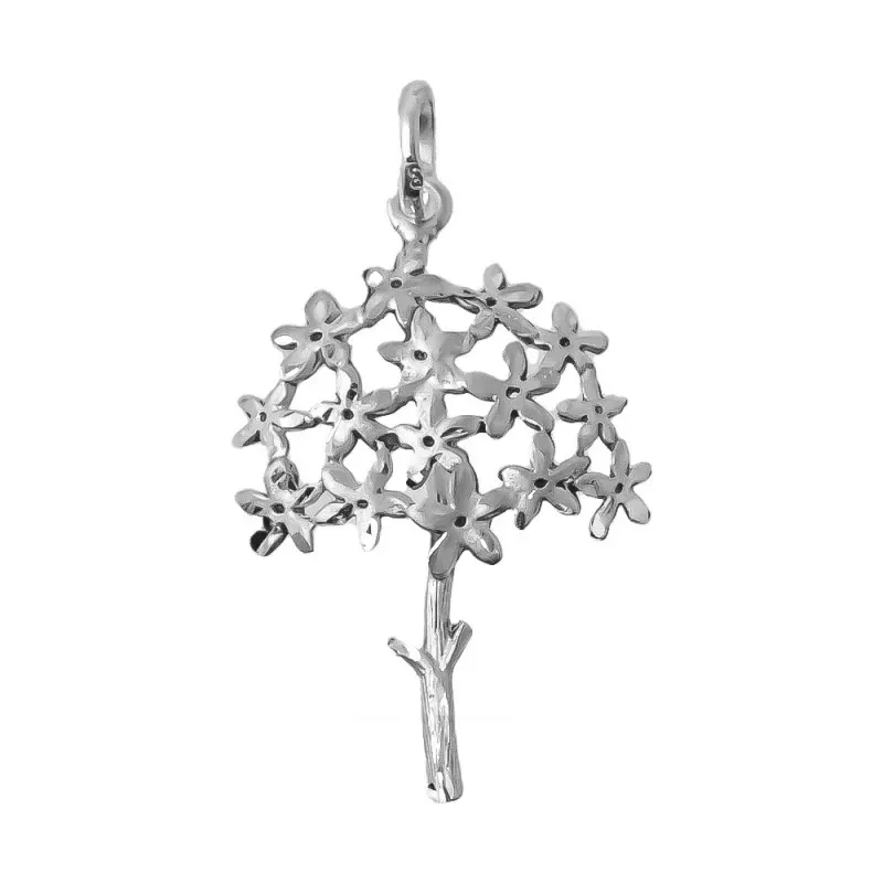 Biznaga Colgante Plata Ley 925m macizo 36 cm. detalles flor jazmín
