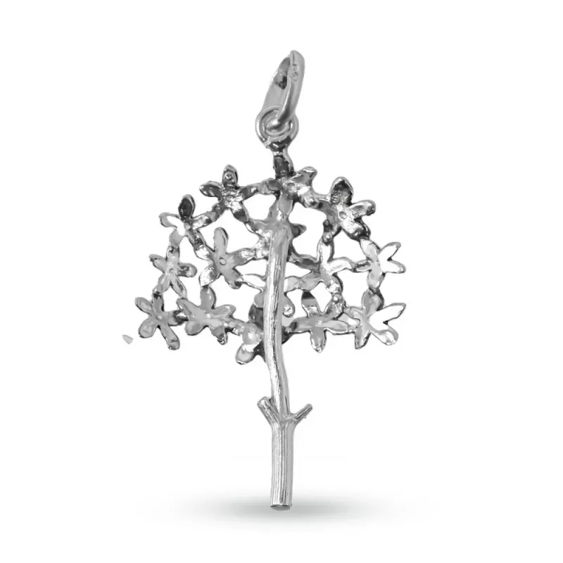 Biznaga Colgante Plata Ley 925m macizo 36 cm. detalles flor jazmín