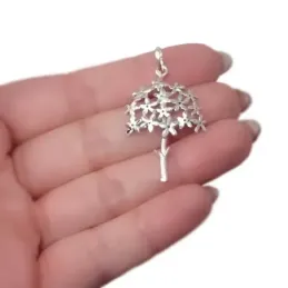 Biznaga Colgante Plata Ley 925m macizo 36 cm. detalles flor jazmín