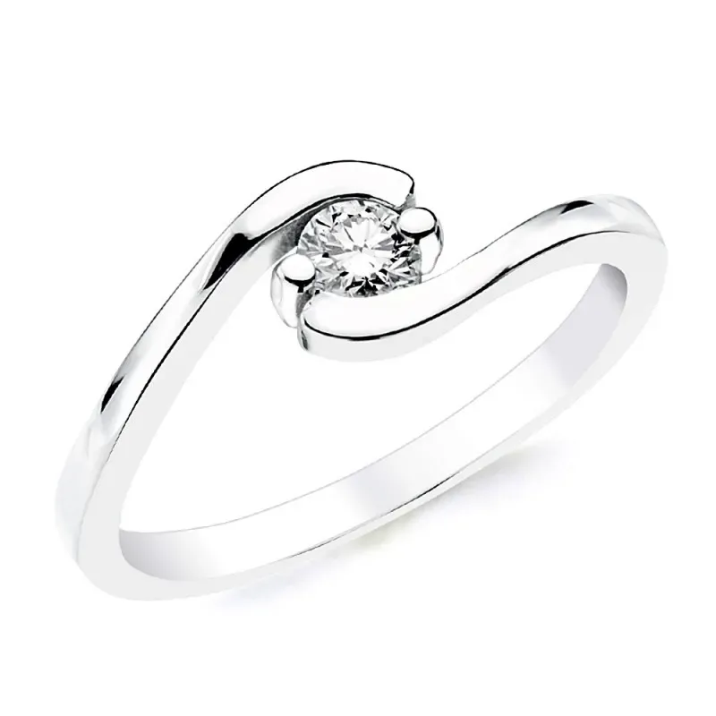 Solitario oro blanco 18k 1 diamante brillante 0,200ct. [AB2836]