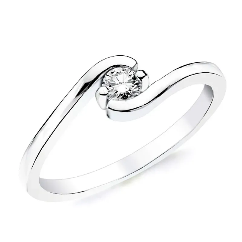 Solitario oro blanco 18k 1 diamante brillante 0,150ct. [AB2835]