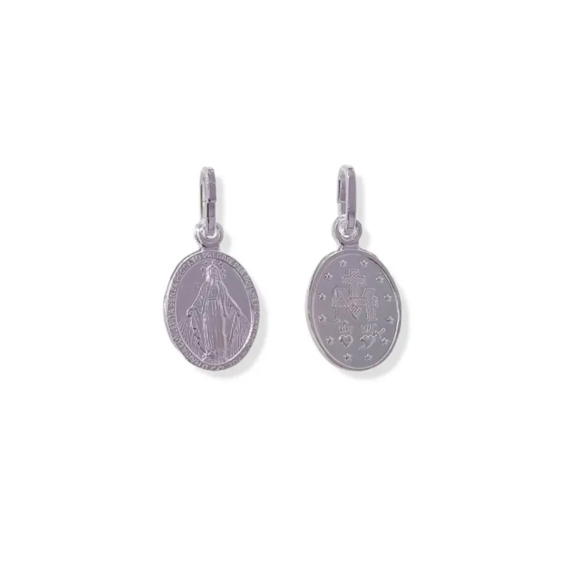 Virgen Milagrosa medalla Plata Ley 925m unisex 13 mm. detalles bisel