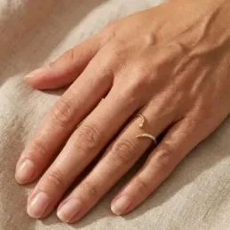 Sortija oro 18k mujer serpiente abierta lisa combinada circonitas