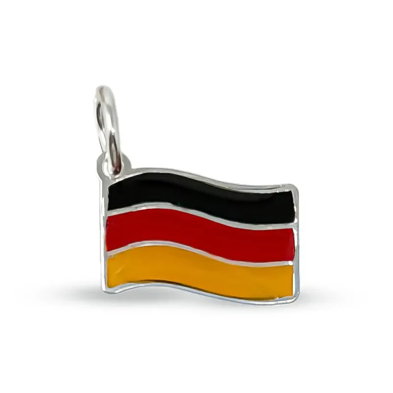 Bandera de Alemania en Plata de Ley 925m con 14 mm. esmaltada color