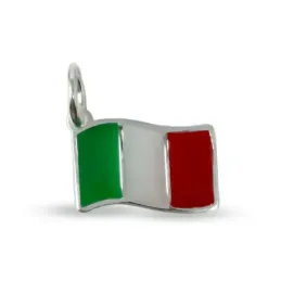 Bandera de Italia en Plata de Ley 925m con 14 mm. esmaltada color