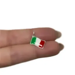 Bandera de Italia en Plata de Ley 925m con 14 mm. esmaltada color