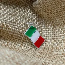Bandera de Italia en Plata de Ley 925m con 14 mm. esmaltada color