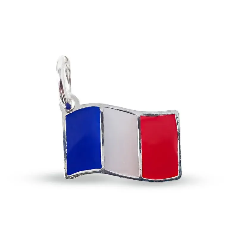 Bandera de Francia en Plata de Ley 925m con 14 mm. esmaltada color