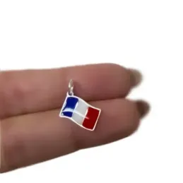 Bandera de Francia en Plata de Ley 925m con 14 mm. esmaltada color