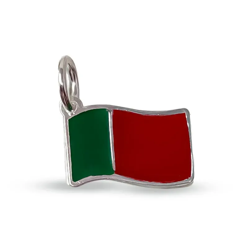 Bandera de Portugal en Plata de Ley 925m con 14 mm. esmaltada color