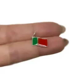 Bandera de Portugal en Plata de Ley 925m con 14 mm. esmaltada color