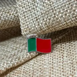 Bandera de Portugal en Plata de Ley 925m con 14 mm. esmaltada color