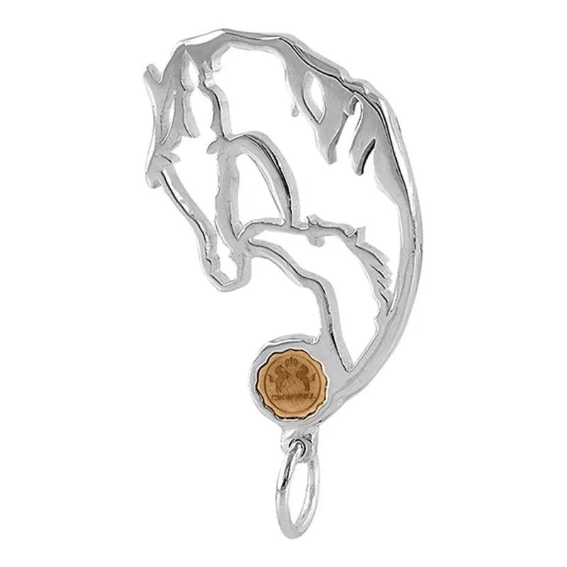 Llavero plata Ley 925m oro 18k Cromwell 44mm. cabeza caballo calado