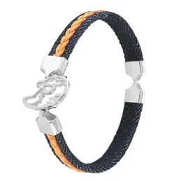 Pulsera plata Ley 925m Cromwell 18cm. colores centro logo caballo