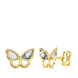 Pendientes en Oro de 18k con 8 mm. forma de mariposa con circonitas