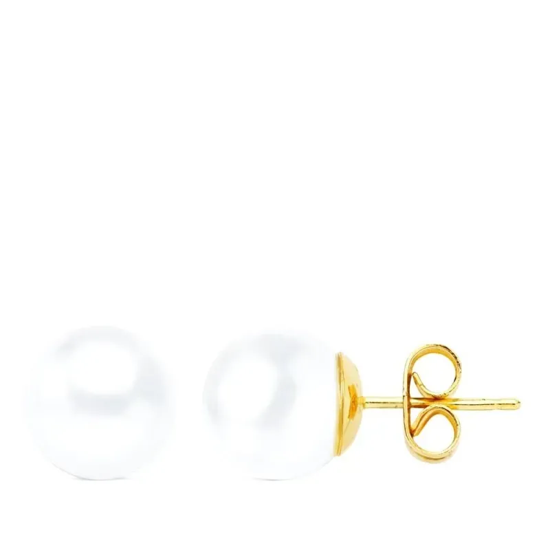 Pendientes Oro 18k con perla cultivada de 7 mm.