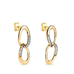 Pendientes en Oro Bicolor de 18k con 20 mm. dos eslabones enlazados c