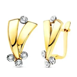 Pendientes en Oro Bicolor 18k de 16.5 mm. con dos bandas lisas circon