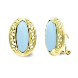 Pendientes en Oro 18k de 26 mm. con turquesa fina centro detalles for