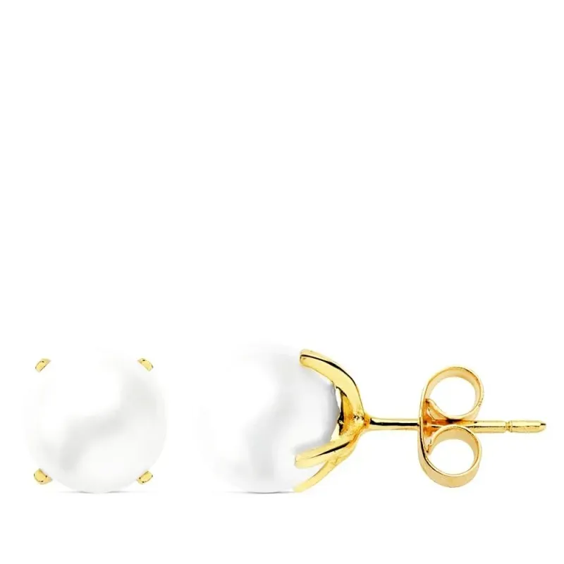 Pendientes en Oro de 18k con perla cultivada de 7 mm.