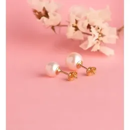 Pendientes Oro de 18k con perla cultivada de 7 mm.