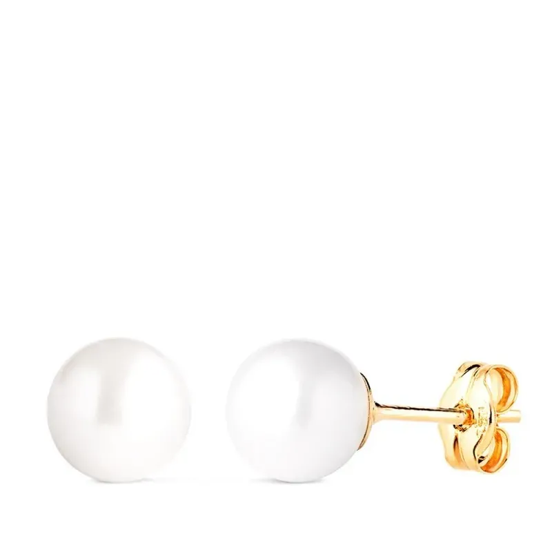 Pendientes Oro de 18k con perla cultivada de 7 mm.