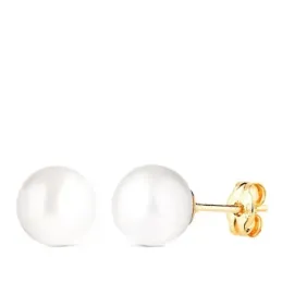 Pendientes Oro de 18k con perla cultivada de 8 mm.