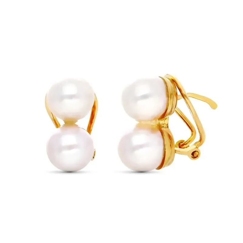 Pendientes en Oro 18k tu yo con perlas cultivadas