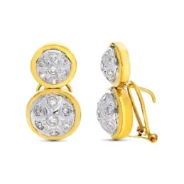 Pendientes en Oro Bicolor de 18k tu y yo con circonitas