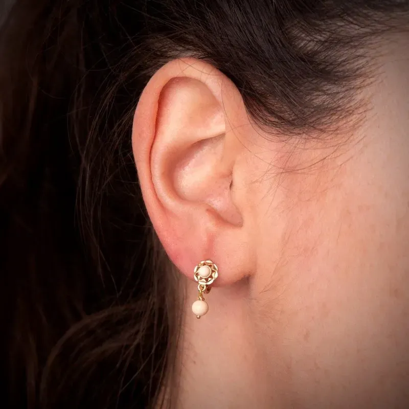 Pendientes Largos en Oro 18k con 15 mm. cubanas con piedras color mar