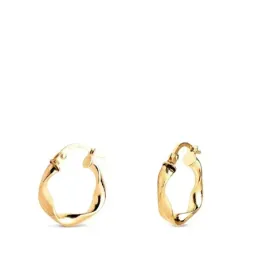 Aros Pendientes en Oro 18k con 16 mm. ancho de 3 mm. reliados mate y
