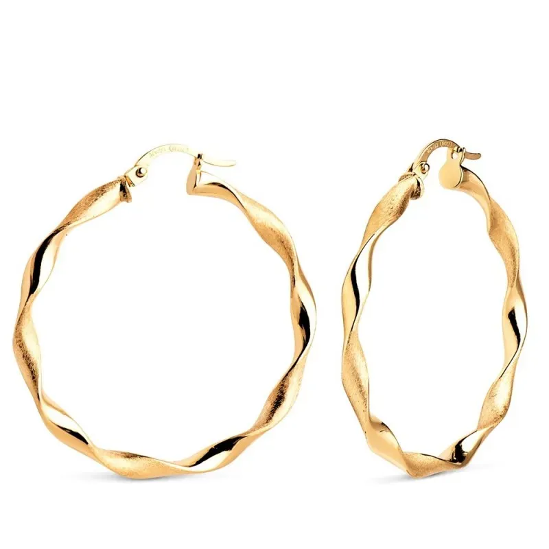Aros Pendientes en Oro de 18k con 34 mm. huecos reliados combinados m