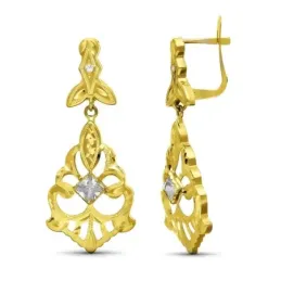 Pendientes Largos Cubanas en Oro de 18k con 38 mm. caladas con circon